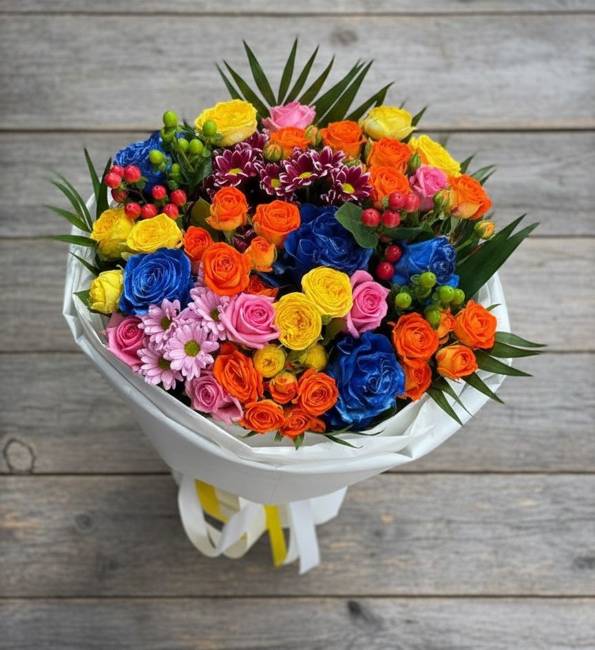 Букет цветов из: Розы и Хризантемы в Кременках