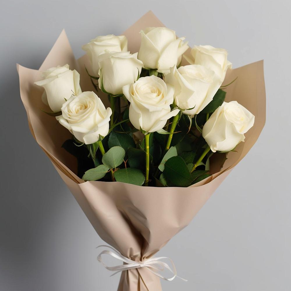 Букет 9 Белых роз Эдлесс Лав в Кременках