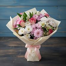 Букет цветов из:  Хризантемы, Альстромерии и Розы в Кременках