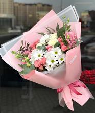 Букет цветов из:  Розы, Лизиантусы и Хризантемы в Кременках