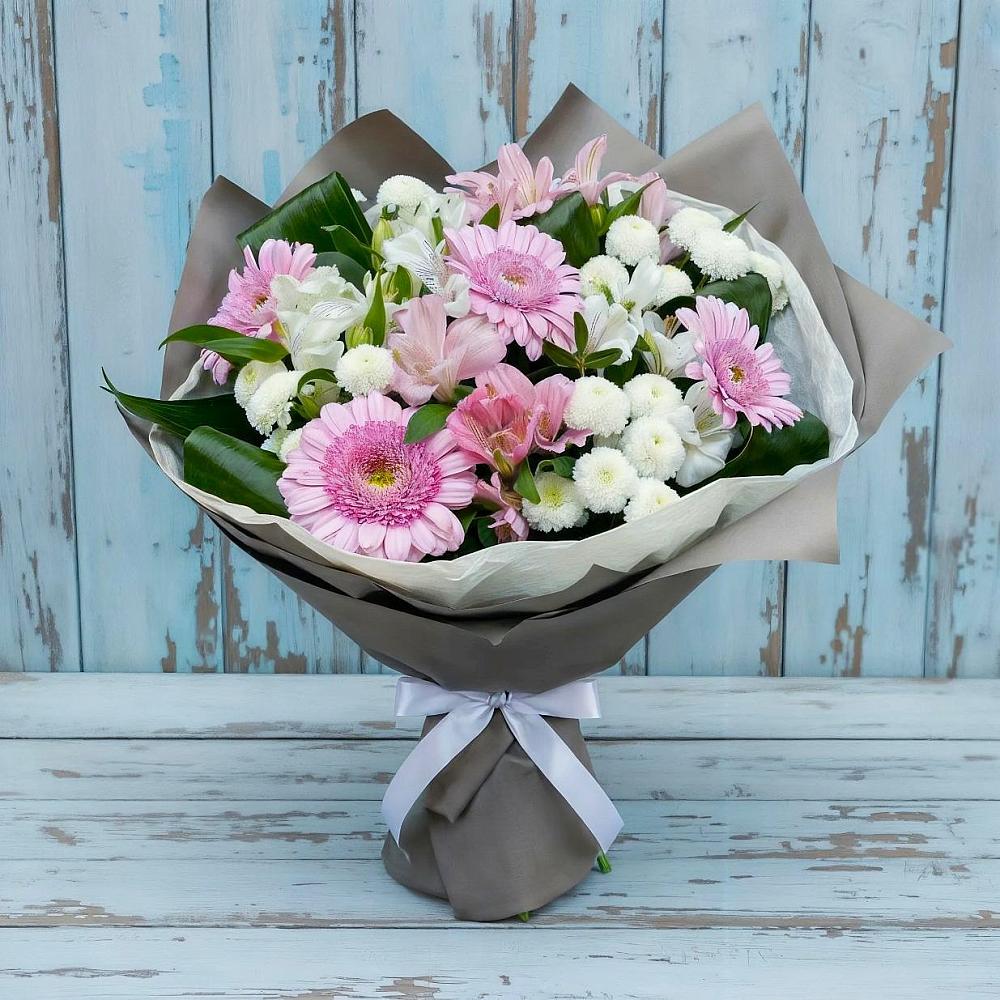 Букет цветов из: Герберы, Альстромерии и Хризантемы в Кременках