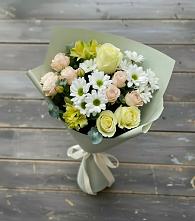 Букет цветов из:  Альстромерии, Розы и Хризантемы в Кременках