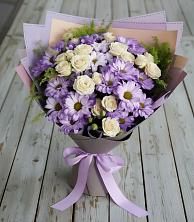 Букет цветов из:  Хризантемы и Розы в Кременках